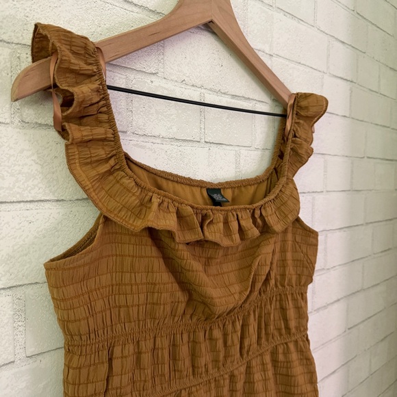 WILD FABLE Cognac Ruffle Tiered Skater Dress - Picture 3 of 11